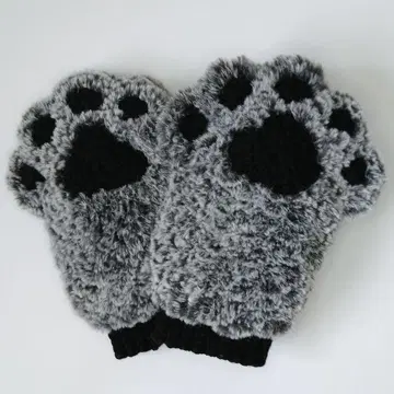 고양이 발바닥 암워머 핸드워머 크로셰 뜨개질 퍼 장갑