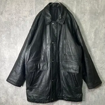 최고급 양가죽 램 가죽 카 코트 블랙 천연 가죽 어깨 패드 없음 빈티지