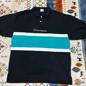 Champion 피케 셔츠 M 네이비/터콰이즈