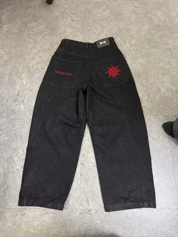 NOREMID 블랙 데님 와이드 팬츠