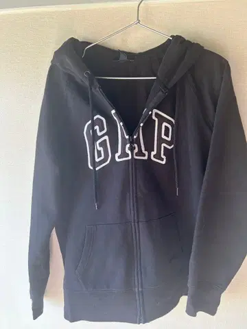 GAP 블랙 속기모 지퍼 후드티 XL