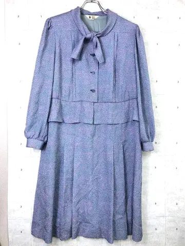 쇼와 레트로 올드 뉴트라 구제 의류 리본 타이 포함 올 패턴 원피스