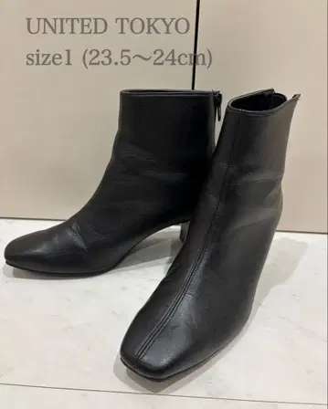 UNITED TOKYO 블랙 24cm 가죽 숏부츠