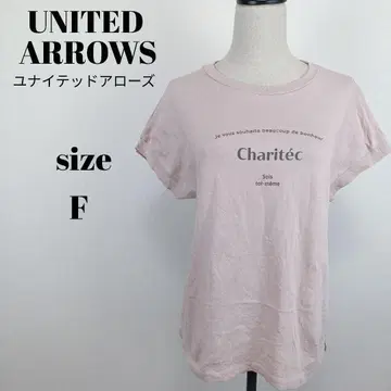 [ a2164 ] 유나이티드 애로우즈 반팔 T셔츠 F 프린트 핑크