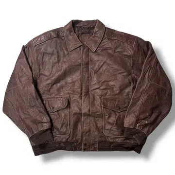 90s A-2 구제 가죽 자켓 천연 가죽 빈티지 짧은 기장 XXL
