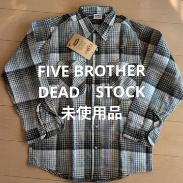 90s FIVE BROTHER 체크 무늬 플란넬 셔츠 미사용품