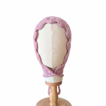 [ 하나뿐인 ] 니트 모자 스카프 케이프 삼각형 보닛 핑크 크로셰 모자
