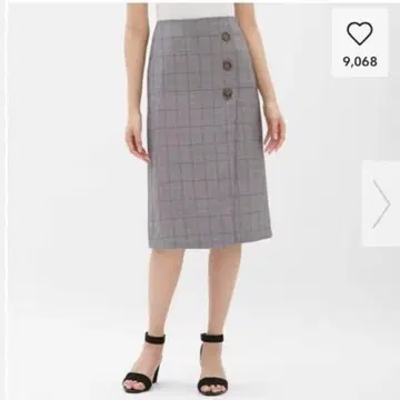 [ 지유 GU ] 하운드투스 랩 미디 스커트 장식 버튼 어른 깔끔 M