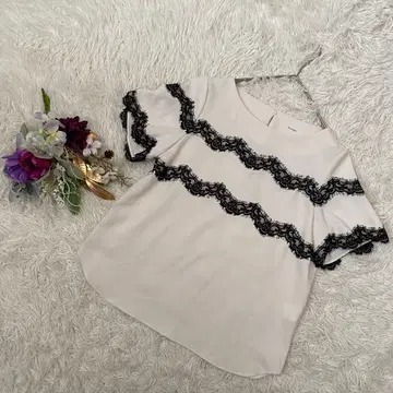 [ ELFORBR/엘포르브르 ] 레이스 포함 반팔 상의 38(M) 일본제