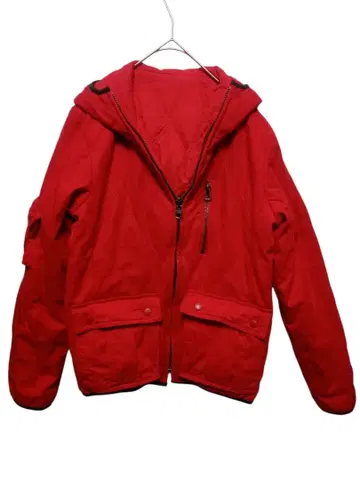 90s 리버서블 블루종 점퍼 후드 부착 빨간색 빈티지 구제 의류