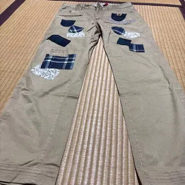 패치워크 디자인 베이지 캐주얼 팬츠