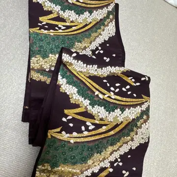 보라색 꽃무늬 후쿠로 오비