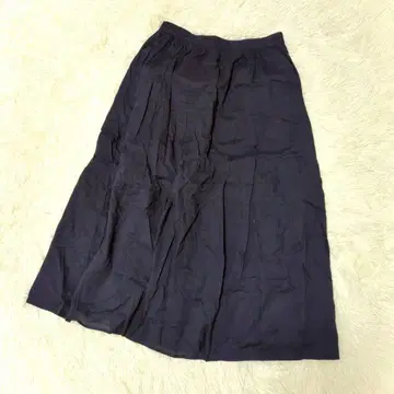 르농큐르 롱 스커트 개더 허리밴딩 프리 사이즈 네이비