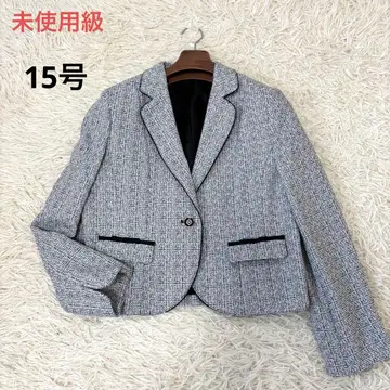 미사용급 라메 믹스 테일러드 자켓 블랙 화이트 트위드 빅 사이즈 15호