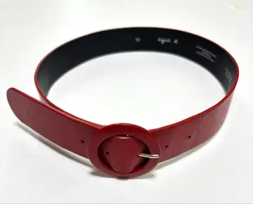 에네스베 가죽 통 벨트 빨간색 원형 버클 프랑스제