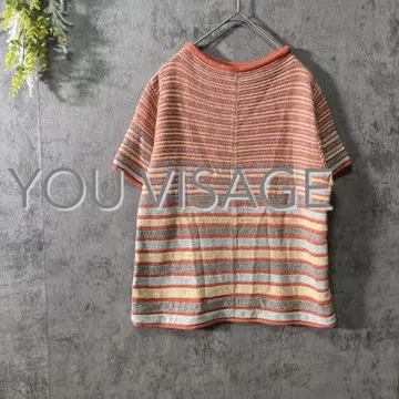 유비사주 멀티 컬러 썸머 니트 레트로 스트라이프 크루넥