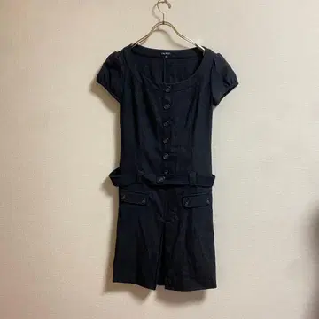 INDIVI 다크 그레이 반팔 원피스 [ M ] 허리 벨트 스타일 좋음