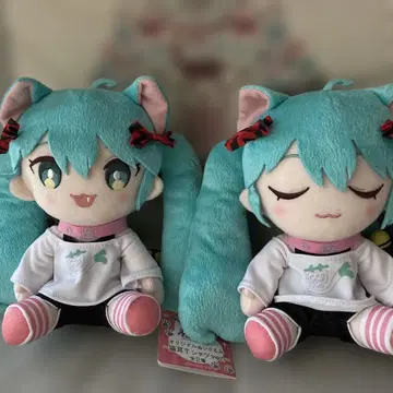 하츠네 미쿠 오리지널 봉제 인형 고양이 귀 T셔츠 전 2종 세트