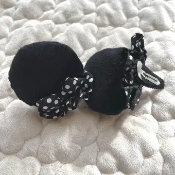 미니 마우스 귀 헤어핀 도트 리본