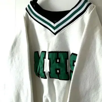 USA제 VARSITY MHS 자수 V넥 맨투맨 XL 화이트 구제 의류