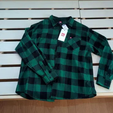 Quiksilver XL 그린과 블랙 체크 플란넬 셔츠