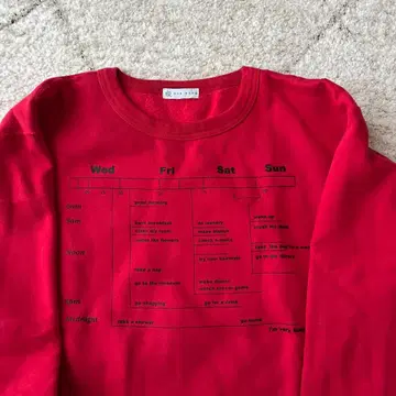 HERNEON 빨간색 스케줄 프린트 트레이닝복 노움코어