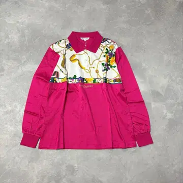 [ 미사용 ] 레오나르 스포츠 피케 셔츠 긴팔 꽃무늬 체인 패턴