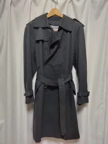그레이 트렌치코트 더블 브레스트 벨트 포함