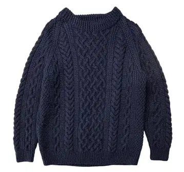 인버아란 울 아란 니트 크루넥 스웨터 네이비 40 사이즈 정도