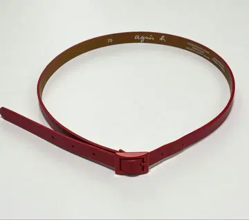 에네스베 천연 가죽 가죽 벨트 스퀘어 버클 빨간색 프랑스제