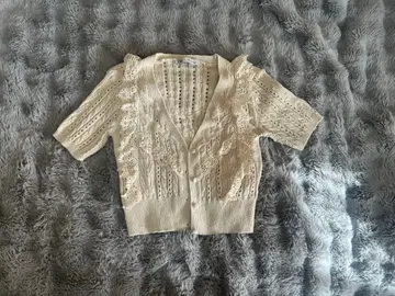 zara 아이보리 레이스 가디건 반팔