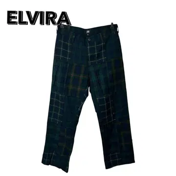 ELVIRA 체크 팬츠 패치워크 남성용 팬츠 체크 M