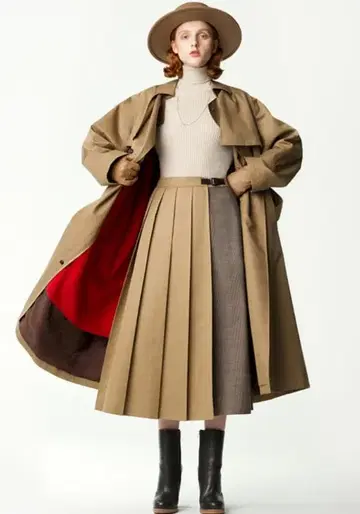 MacintoshLondon 하이브리드 개버딘 스커트 블랙 계열