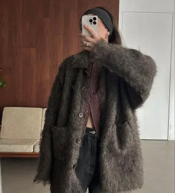 reversible brushed lightly knit cardigan