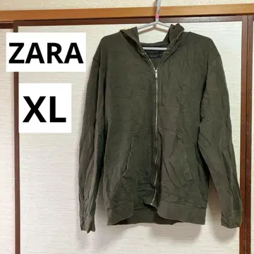 당일 발송 ZARA 풀 집업 후드티 [XL] 올리브 그린 심플