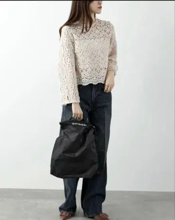 marimekko 블랙 플라워 패턴 숄더백