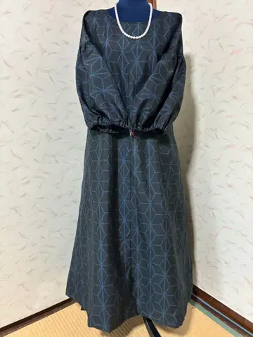 오시마 명주 기모노 리메이크 롱 원피스