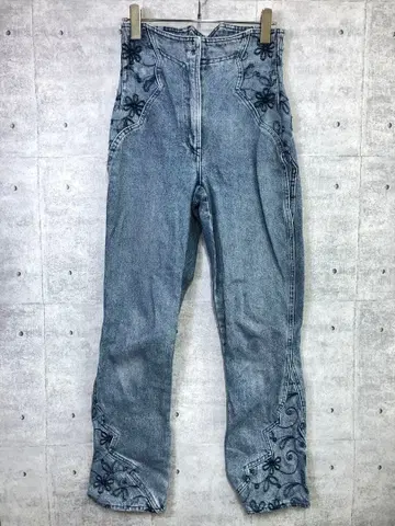 80s TRAMWAY 프랑스제 구제 의류 자수입 하이웨스트 웨스턴 데님