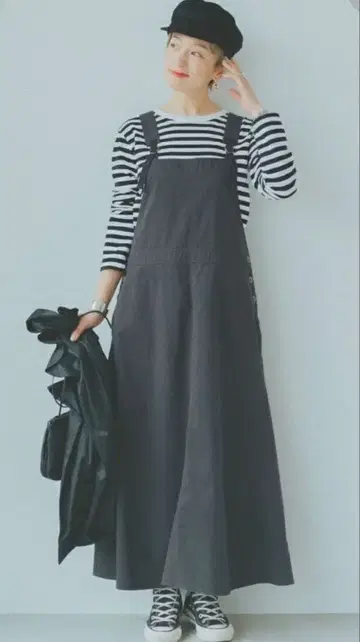 타카야마 미야코 콜라보 플레어 오버롤 스커트