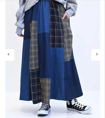 하트마켓 패치워크 롱 스커트