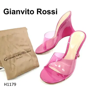 잔비토 로시 클리어 웨지솔 샌들 핑크 37.5 24.5cm