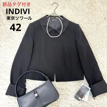 택 포함 새상품 INDIVI 도쿄 소와르 카라 부착 자켓 42 상복 예복