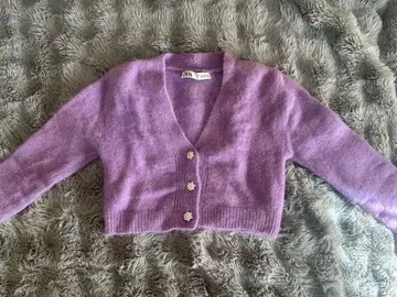 zara 라벤더 V넥 크롭 가디건