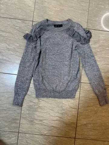 TOPSHOP TALL 니트 상의 그레이 프릴