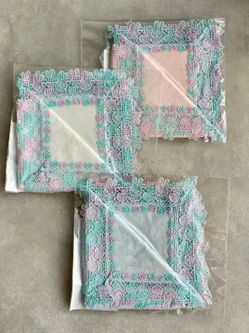 친자와 레이스 미피 MG&PK 바이컬러 손수건 3장 세트 새상품 미개봉