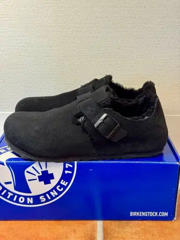 버켄스탁 런던 시어링 블랙 스웨이드 40