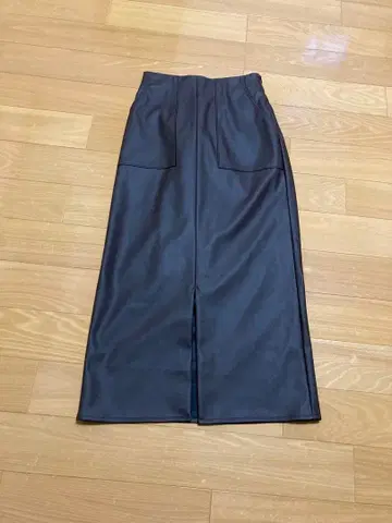 브라운 합성 피혁 롱 스커트 S