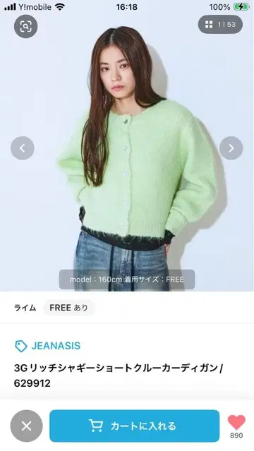 JEANASIS 3G 리치 샤기 숏 크루 가디건