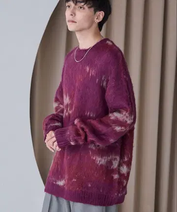 샤기 모헤어 라이크 루즈 크루넥 니트 M 사이즈