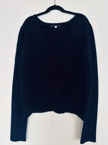 새상품급! 드로잉 넘버즈 캐시미어 100% 다크 블루 V넥 스웨터